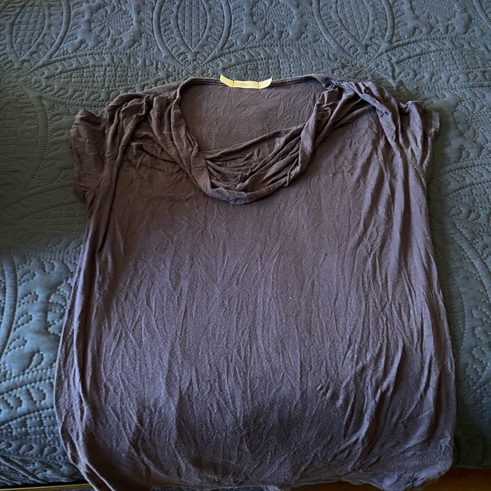 Blue cowl neck top